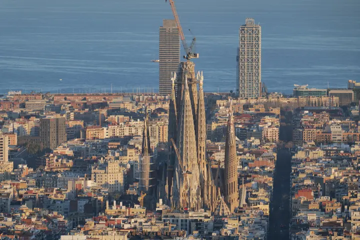 Sagrada Familia seen from above in Barcelona
