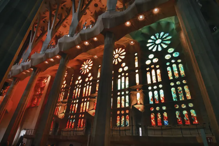 Stained glass inside Sagrada Familia